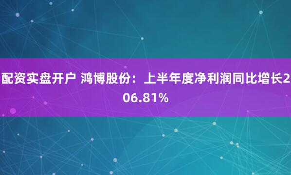 配资实盘开户 鸿博股份：上半年度净利润同比增长206.81%